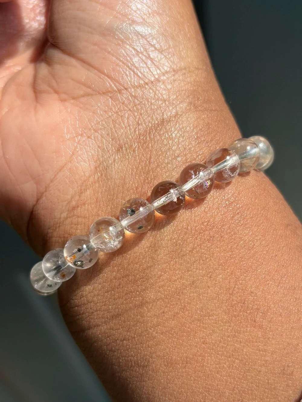 HQ Pyrite in Quartz Crystal Bracelet 8mm